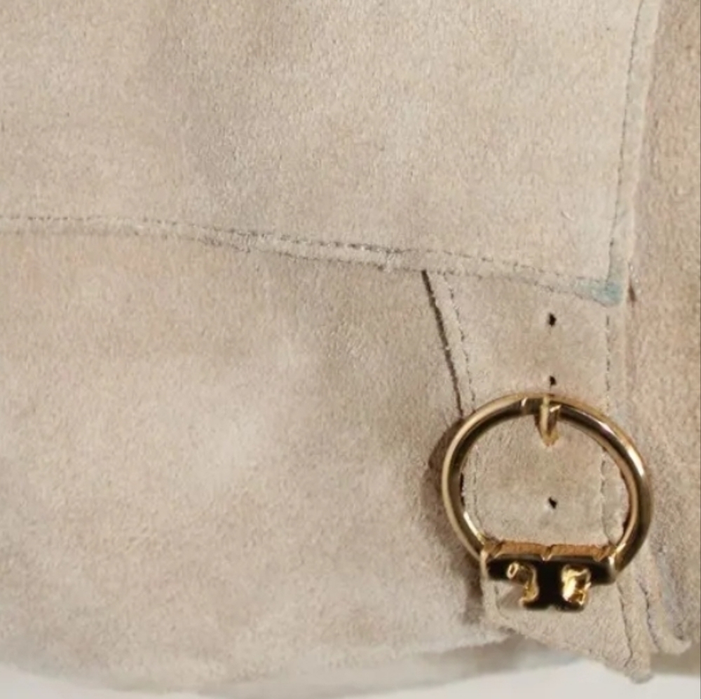 Tory Burch Sofia 65mm 8.5 M Beige Suede Side Zip Chelsea Ankle Boots - Picture 11 of 12